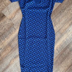 Versace Blue Bodycon Midi Dress